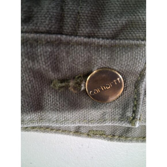 Carhartt Mens Olive/Green Canvas Flannel Work Pants W36 L31 Durable Outdoor Wear - Picture 5 of 8